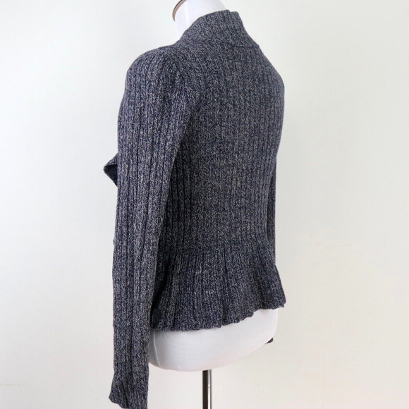 Anthropologie Size S Cascading Ruffles Asymmetrical Sweater Gray - Picture 4 of 10